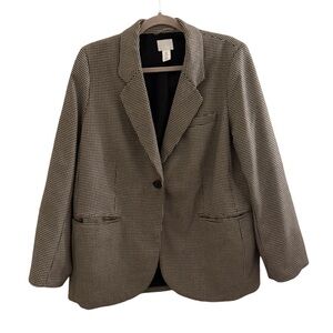 Classic Black and White Houndstooth Blazer skirt set